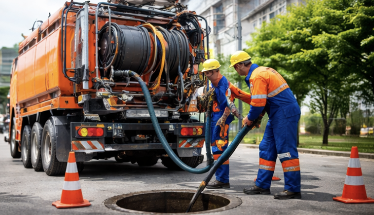 BKS Team bei der Kanalreinigung